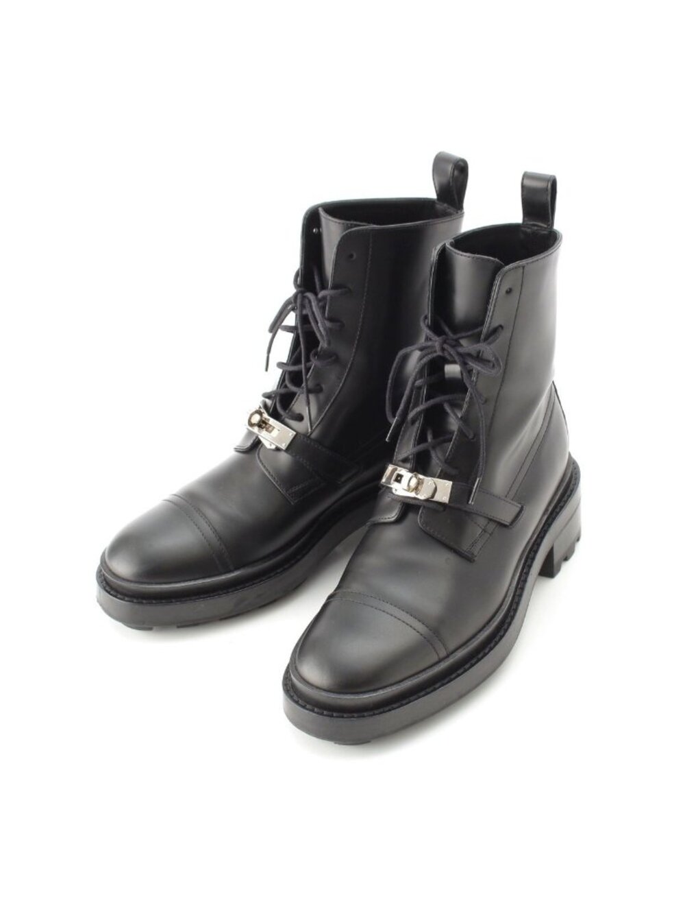 Hermes Funk Leather Kelly Boots Short Black